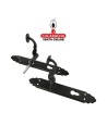 JUEGO MANILLAS PUERTA RUSTICO ZAMAK PLACA MARTILLEADA ACERO BOCALLAVE MODELO 100PEB AT.