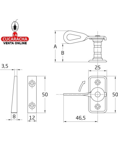 ALDABILLA ACERO CUÑA CIERRE CONTRAVENTANAS CON SOLAPE MODELO 12.