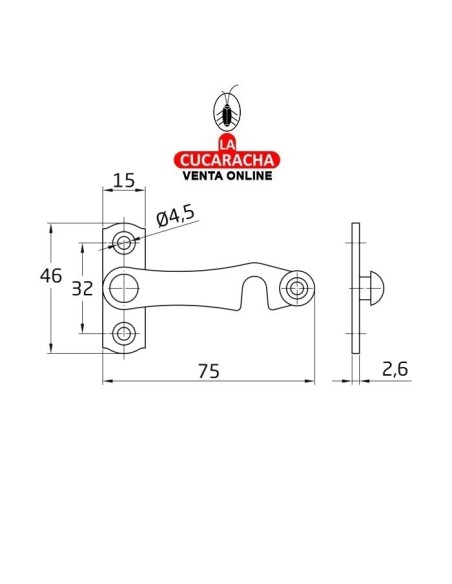ALDABILLA ACERO CIERRE CONTRAVENTANAS CON SOLAPA MODELO 3.