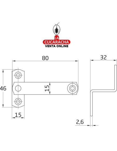 ALDABILLA ACERO CIERRE CONTRAVENTANAS CON SOLAPA 25MM MODELO 2.