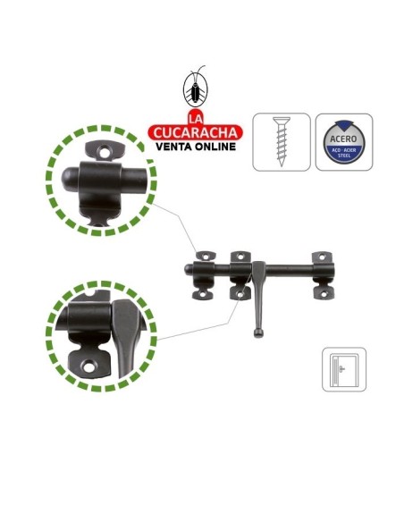 PASADOR RUSTICO ACERO NEGRO EJE ZAMAK DE SOBREPONER MODELO 584.