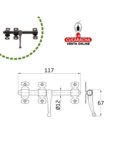 PASADOR RUSTICO ACERO NEGRO EJE ZAMAK DE SOBREPONER MODELO 584.