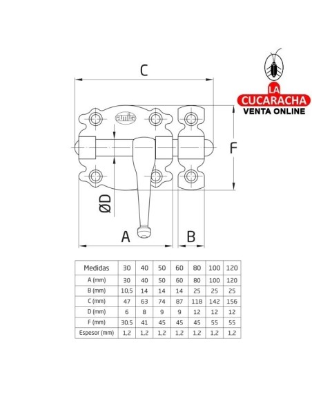 PASADOR RUSTICO ACERO NEGRO EJE ZAMAK DE SOBREPONER MODELO 484.