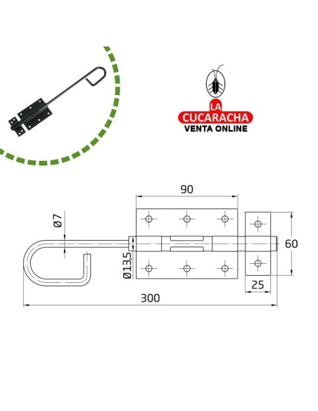 PASADOR VERTICAL RUSTICO ACERO NEGRO DE SOBREPONER MODELO 421.