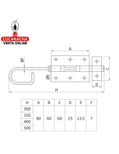 PASADOR VERTICAL RUSTICO ACERO NEGRO DE SOBREPONER MODELO 421.