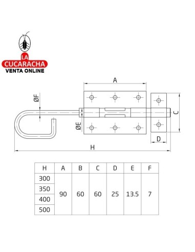 PASADOR VERTICAL RUSTICO ACERO NEGRO...