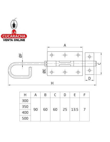 PASADOR VERTICAL RUSTICO ACERO NEGRO DE SOBREPONER MODELO 421.