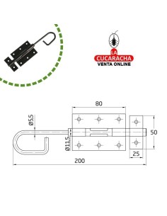 PASADOR VERTICAL RUSTICO ACERO NEGRO DE SOBREPONER MODELO 420.