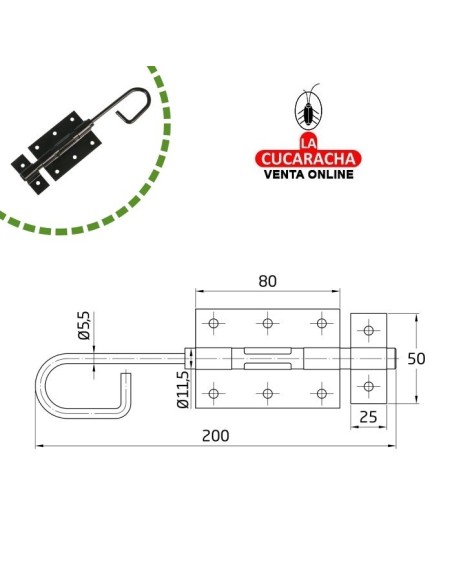 PASADOR VERTICAL RUSTICO ACERO NEGRO DE SOBREPONER MODELO 420.