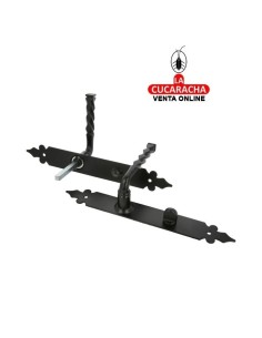 JUEGO MANILLAS PUERTA RUSTICO ZAMAK PLACA ACERO Y AGUJERO PARA CONDENA MODELO 106PW72.