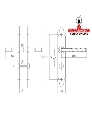 JUEGO MANILLAS PUERTA RUSTICO ZAMAK...
