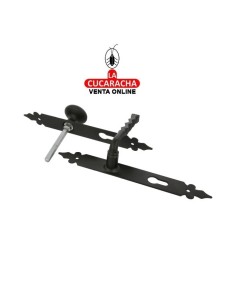 JUEGO MANILLAS PUERTA RUSTICO ZAMAK POMO 21 PLACA ACERO Y BOCALLAVE MODELO 106PB.