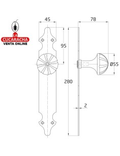 POMO GIRATORIO ZAMAK CON PLACA DE ACERO LISA MODELO 18.
