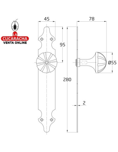 POMO GIRATORIO ZAMAK CON PLACA DE...