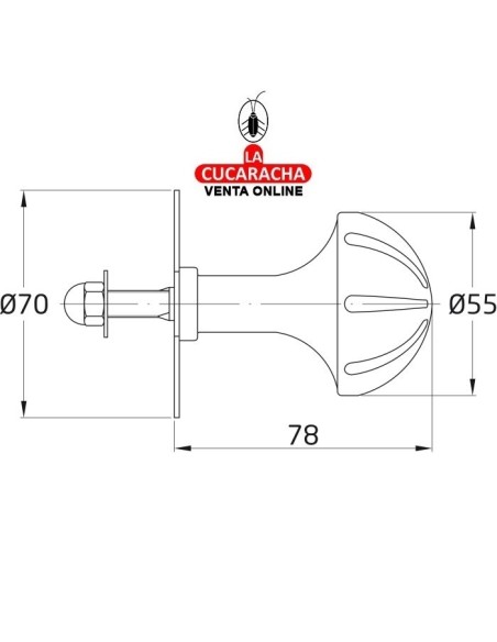 POMO FIJO ZAMAK CON ROSETA PUERTAS ENTRADA MODELO 17.