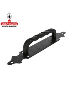 JUEGO 2-MANILLON RUSTICO ZAMAK PLACA ACERO PUNTEADA PUERTAS PASO MODELO 100.