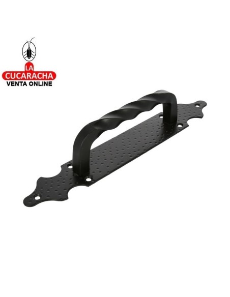 JUEGO 2-MANILLON RUSTICO ZAMAK PLACA ACERO PUNTEADA PUERTAS PASO MODELO 100.