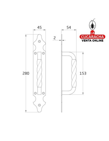 JUEGO 2-MANILLON RUSTICO ZAMAK PLACA...