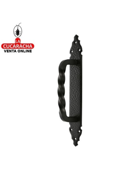 JUEGO 2-MANILLON RUSTICO ZAMAK PLACA ACERO MARTILLEADA PUERTAS PASO MODELO 102.