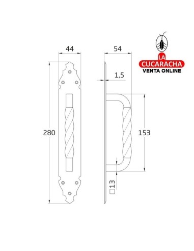 JUEGO 2-MANILLON RUSTICO ZAMAK PLACA...