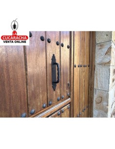 JUEGO 2-MANILLON RUSTICO ZAMAK PLACA ACERO MARTILLEADA PUERTAS PASO MODELO 102.