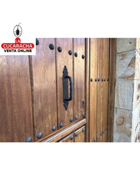 JUEGO 2-MANILLON RUSTICO ZAMAK PLACA ACERO MARTILLEADA PUERTAS PASO MODELO 102.