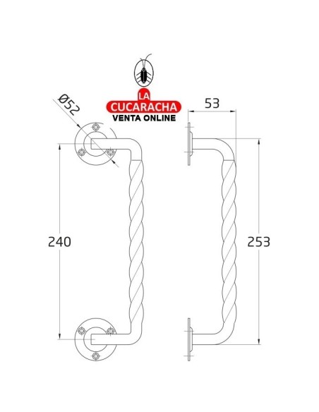 MANILLON DESPLAZADO RUSTICO ZAMAK ROSETA ACERO PUERTAS PASO MODELO 103D.