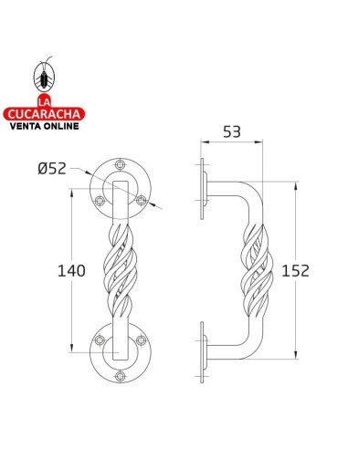 MANILLON RUSTICO ZAMAK ROSETA ACERO...
