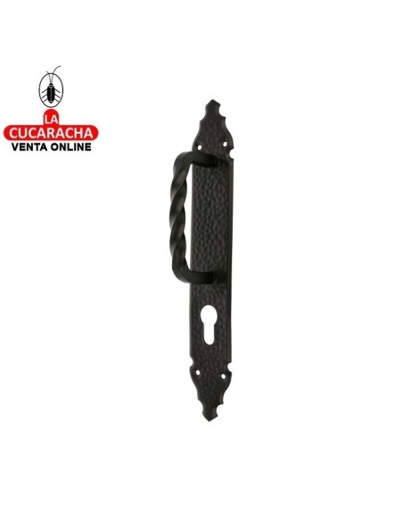 MANILLON RUSTICO ZAMAK PLACA MARTILLEADA ACERO BOCALLAVE PUERTAS PASO MODELO 105.