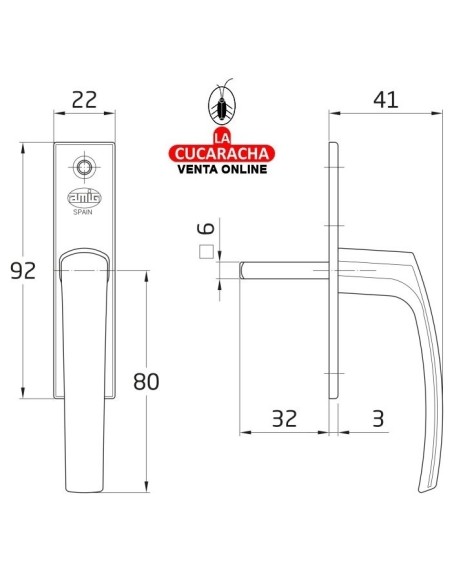 MANILLA VENTANA CUADRADILLO 6MM FALLEBA 21 MODELO 120.