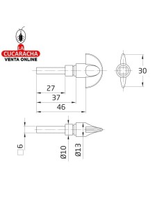 MULETILLA PUERTAS ZAMAK CUADRADILLO 6MM CONDENAS MODELO 10.