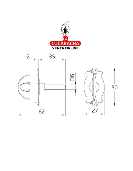 MULETILLA PUERTAS ZAMAK CON PLACA CUADRADILLO 6MM CONDENAS MODELO 10P.