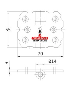BISAGRA VENTANAS RUSTICA FIJA TIPO LIBRO 55x70 MODELO 9000.