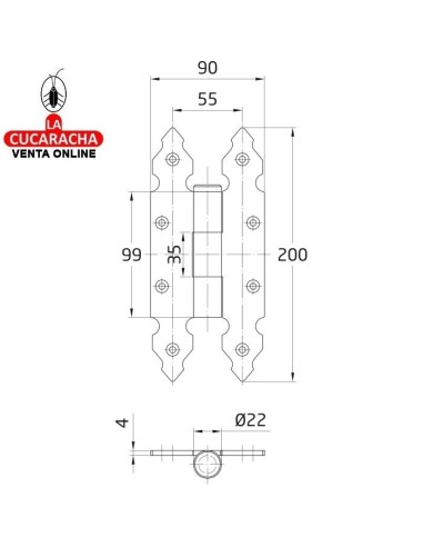 BISAGRA PUERTAS RUSTICA FIJA TIPO...