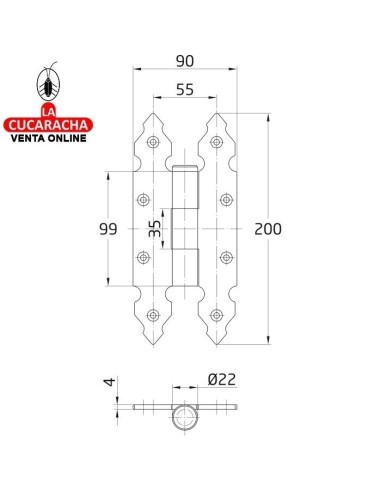 BISAGRA PUERTAS RUSTICA EXTRAIBLE...