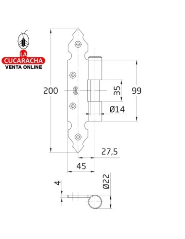MEDIA BISAGRA PUERTAS RUSTICA MODELO...