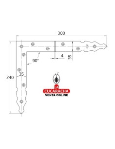 ESCUADRA GOTICA ACERO REFUERZO PUERTAS Y VENTANAS 300X240MM MODELO 8510.