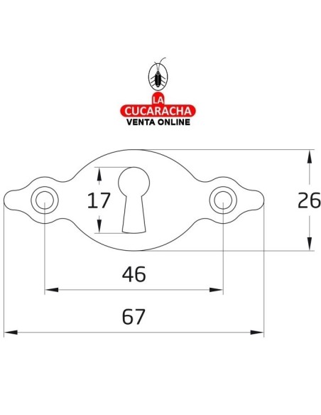 BOCALLAVE RUSTICA ACERO HORIZONTAL LISA MUEBLES AGUJERO LLAVE GORJA MODELO 10.