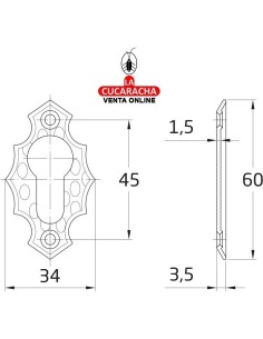 BOCALLAVE RUSTICA ACERO VERTICAL MARTILLEADA MUEBLES AGUJERO CERRADURA CILINDRO MODELO 13.