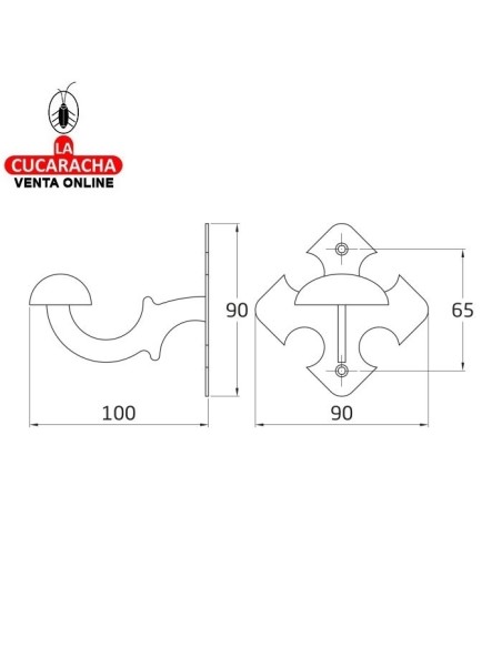 BLISTER COLGADOR ROPA RUSTICO ACERO 90X90X100MM MODELO 100.