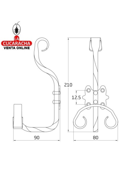 COLGADOR ROPA RUSTICO ACERO 210X80X90MM MODELO 102.