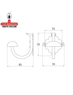 BLISTER COLGADOR ROPA RUSTICO ACERO 70X70X52MM MODELO 103.