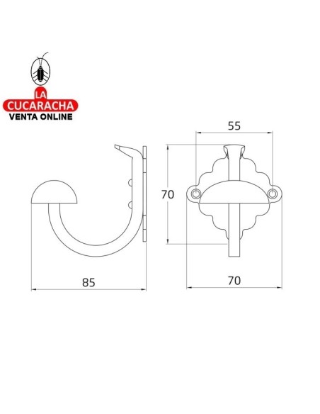 BLISTER COLGADOR ROPA RUSTICO ACERO 70X70X52MM MODELO 103.