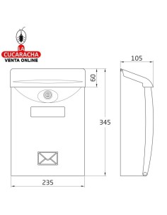 Buzón Exterior Plástico ranura superior puerta con cerradura Modelo 7.