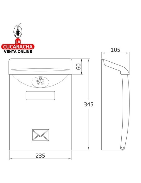 Buzón Exterior Plástico ranura superior puerta con cerradura Modelo 7.