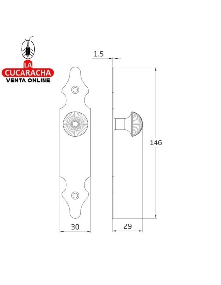 BLISTER ESCUDO TIRADOR PUERTAS RUSTICO ACERO 146X30MM MODELO 100.