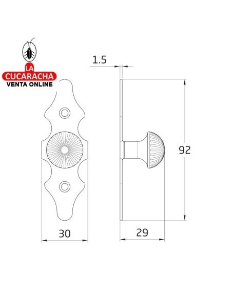 BLISTER ESCUDO TIRADOR PUERTAS RUSTICO ACERO 92X30MM MODELO 101.