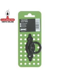 BLISTER TIRADOR ACERO ANILLA PUERTAS RUSTICO MARTILLEADO 80X28MM MODELO 1000.