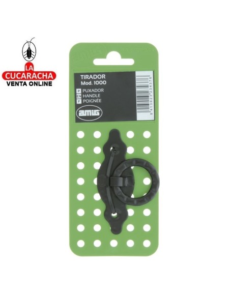 BLISTER TIRADOR ANILLA PUERTAS RUSTICO ACERO MARTILLEADO 80X28MM MODELO 1000.