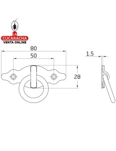 BLISTER TIRADOR ACERO ANILLA PUERTAS RUSTICO MARTILLEADO 80X28MM MODELO 1000.